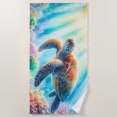 Onder de oceaan zee schildpad strandlaken (Voorkant)