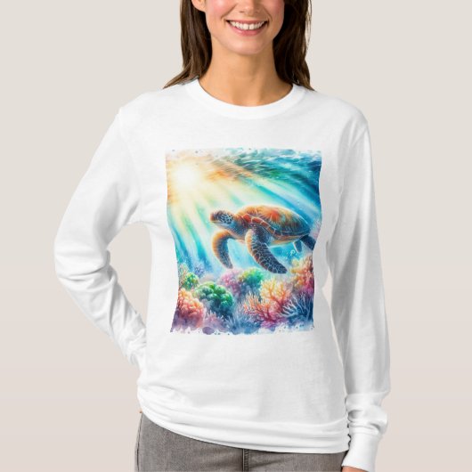 Onder de oceaan zee schildpad t-shirt (Voorkant)