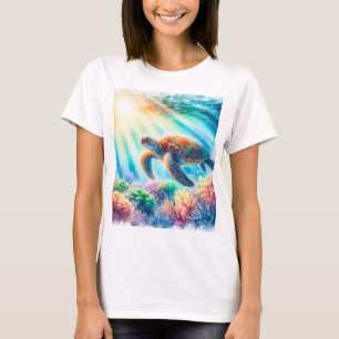 Onder de oceaan zee schildpad t-shirt