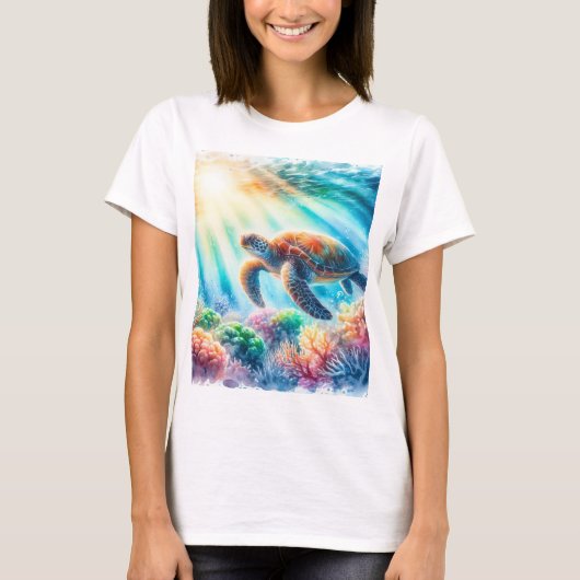 Onder de oceaan zee schildpad t-shirt (Voorkant)