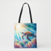 Onder de oceaan zee schildpad tote bag (Voorkant)