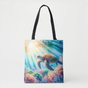 Onder de oceaan zee schildpad tote bag