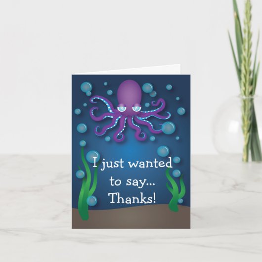 Onder de Paarse Octopus van het Zee dank u kaarden Bedankkaart (Voorkant)
