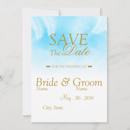 Onder de Palm Sky sparen de Datum Save The Date (Voorkant)