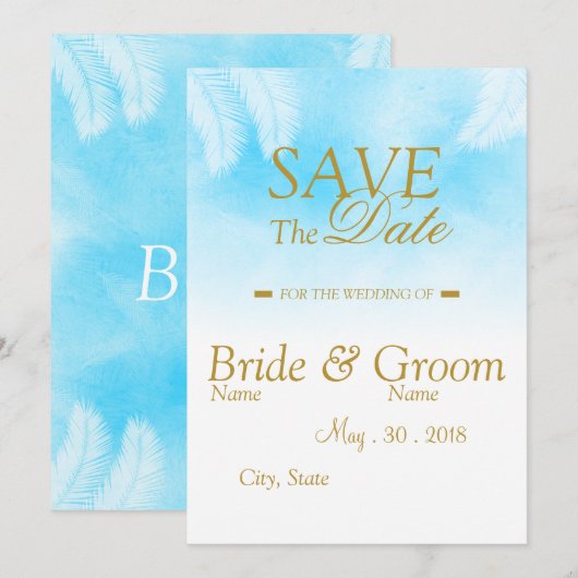 Onder de Palm Sky sparen de Datum Save The Date (Voorkant / Achterkant)