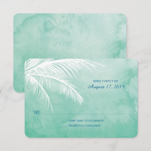 Onder de palmbomen | RSVP Waterverf Wedding RSVP (Voorkant / Achterkant)