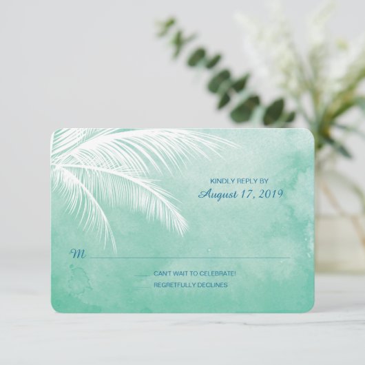 Onder de palmbomen | RSVP Waterverf Wedding RSVP (Staand voorkant)