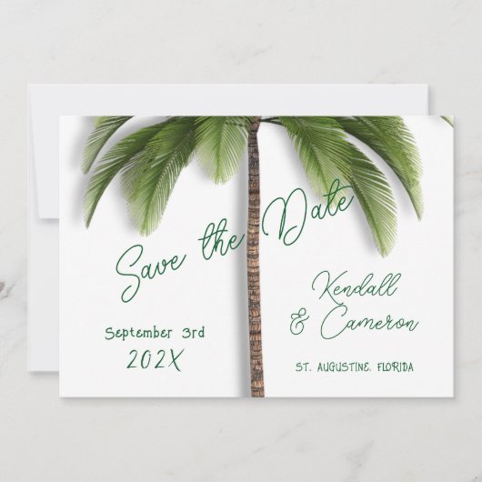 Onder de palmboom Bewaar de datum Save The Date (Voorkant)