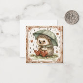 Onder de paraplu: Hedgehog Vrienden Zoet Notitiekaartje (Voorkant / Achterkant in situ)