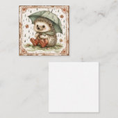 Onder de paraplu: Hedgehog Vrienden Zoet Notitiekaartje (Voorkant / Achterkant)