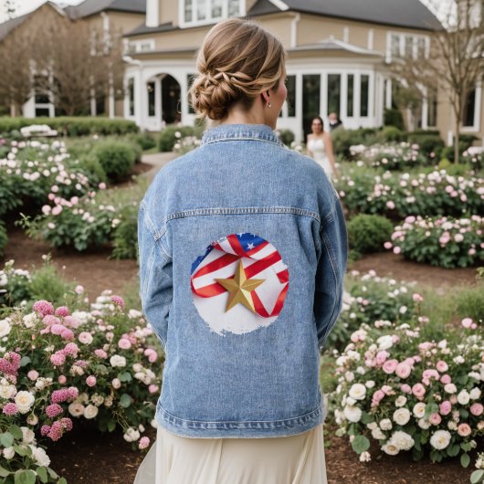 Onder de plooien van de vlag denim jacket (Huwelijk Achterkant)