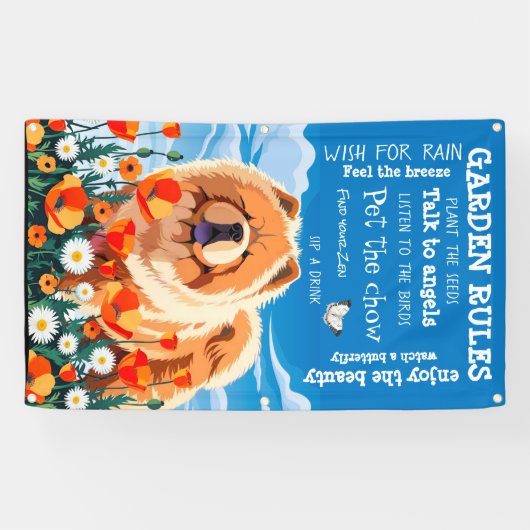 ONDER DE POPPIES chow tuinbanner 3'x5' Spandoek (Horizontaal)