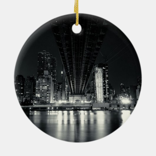 Onder de QueensBoro Bridge - NYC Keramisch Ornament (Achterkant)
