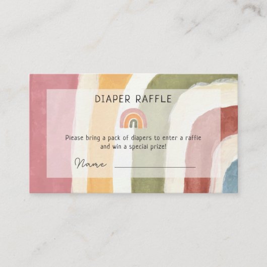 Onder de Regenboog Luier Raffle Boho Baby shower Informatiekaartje (Voorkant)