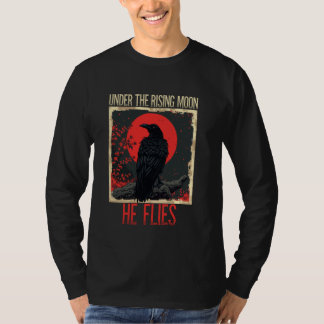 Onder de rijzende maan Japanse vogel Black Raven V T-shirt