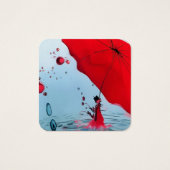 Onder de rode paraplu vierkante visitekaartjes (Achterkant)