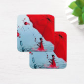 Onder de rode paraplu vierkante visitekaartjes (Bureau)