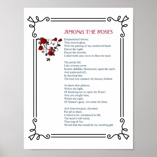 Onder de Rozen - prachtig liefdesgedicht - afdrukk Poster (Voorkant)