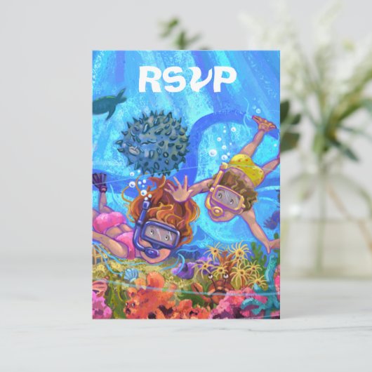 Onder de RSVP-kaart van de partij Zee RSVP Kaartje (Staand voorkant)