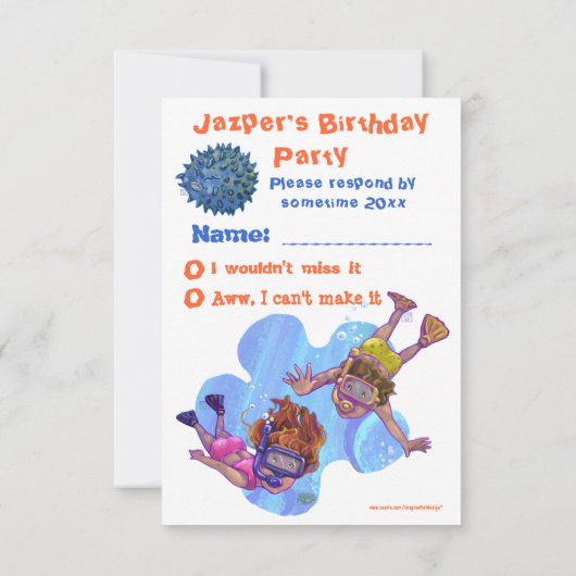 Onder de RSVP-kaart van de partij Zee RSVP Kaartje (Achterkant)