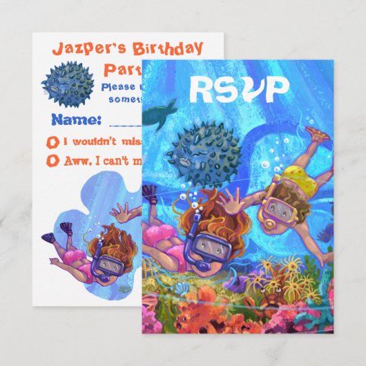 Onder de RSVP-kaart van de partij Zee RSVP Kaartje (Voorkant / Achterkant)