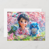 Onder de Sakura boom met mijn auto Feestdagenkaart (Voorkant / Achterkant)