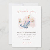 Onder de See Sweet Whale Floral Baby shower Bedankkaart (Voorkant)
