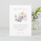 Onder de See Sweet Whale Floral Baby shower Bedankkaart (Staand voorkant)