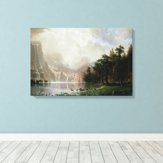 Onder de Sierra Nevada-bergen door Bierstadt Canvas Afdruk (Insitu (Houten vloer))