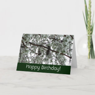 Onder de sneeuwbedekte Kaart van de Pine Birthday