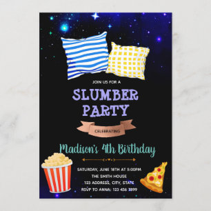 Onder de "star slumber party"-uitnodiging kaart