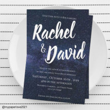 Onder de Stars Blue Night Sky Typography Wedding
