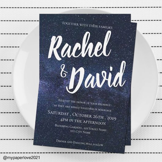 Onder de Stars Blue Night Sky Typography Wedding
