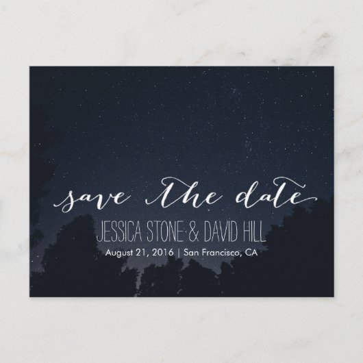 Onder de Stars Elegant Wedding Save the Date Aankondigingskaart (Voorkant)