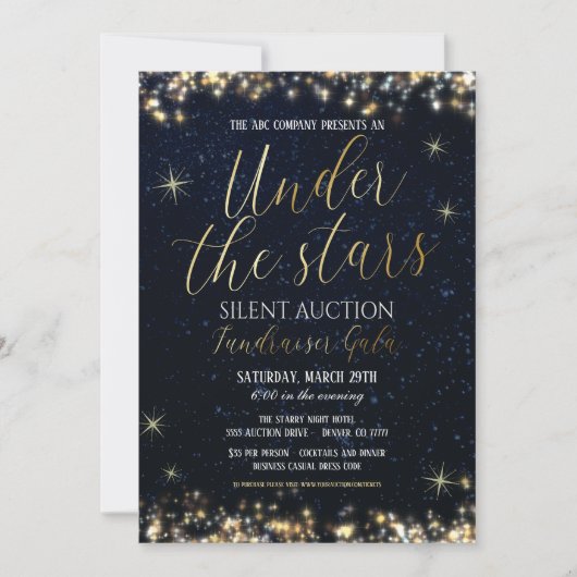 Onder de Stars Fundraiser Gala uitnodiging (Voorkant)