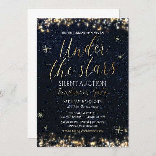 Onder de Stars Fundraiser Gala uitnodiging (Voorkant / Achterkant)