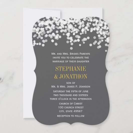 Onder de Stars Gray Yellow Modern Wedding Invites Kaart (Voorkant)