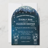 Onder de Stars Mason Jar Floral Farmhouse Wedding Kaart (Voorkant)