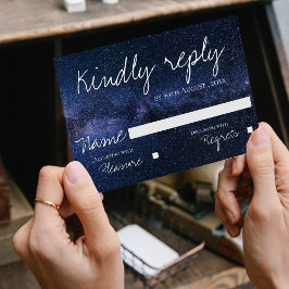 Onder de Stars Night Sky Cute Elegant Wedding RSVP Kaartje