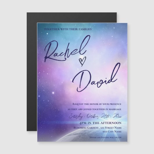 Onder de Stars Paarse roze Typografie Wedding (Voorkant / Achterkant)