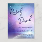 Onder de Stars Paarse roze Typografie Wedding Briefkaart (Voorkant)