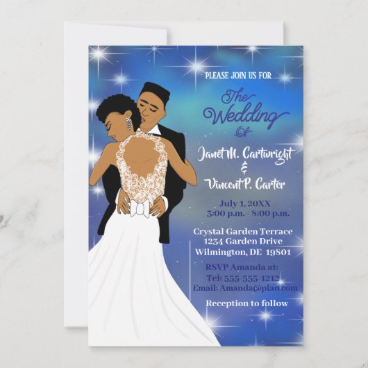 Onder de Stars Sky Sepia African American Wedding Kaart (Voorkant)