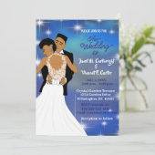 Onder de Stars Sky Sepia African American Wedding Kaart (Staand voorkant)
