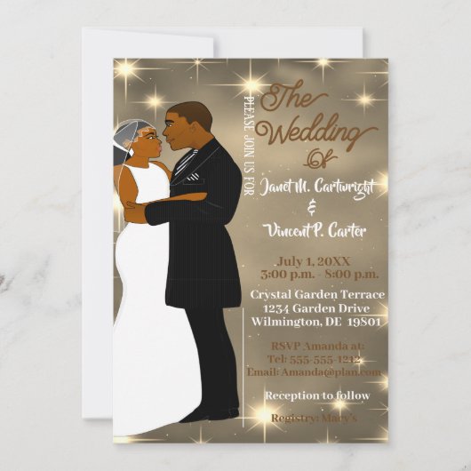 Onder de Stars Sky Sepia African American Wedding Kaart (Voorkant)