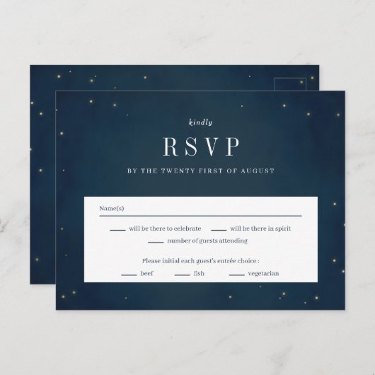 Onder de Stars Wedding RSVP Reply Card Briefkaart (Voorkant / Achterkant)