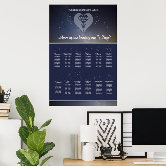 Onder de Stars Wedding Seating Chart Poster (Thuiskantoor)