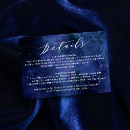 Onder de sterren Astronomie Ruimte bruiloft detail Informatiekaartje