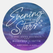 Onder de sterren avond bruiloft gewoonte ronde sticker (Voorkant)