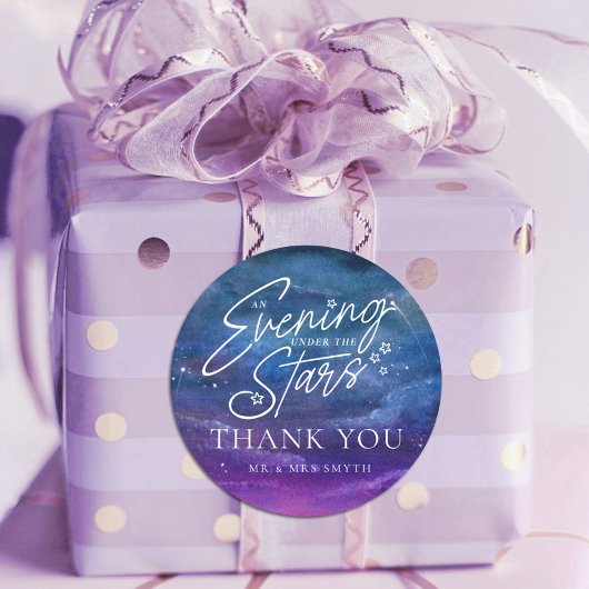 Onder de sterren avond dank u aangepaste ronde sticker