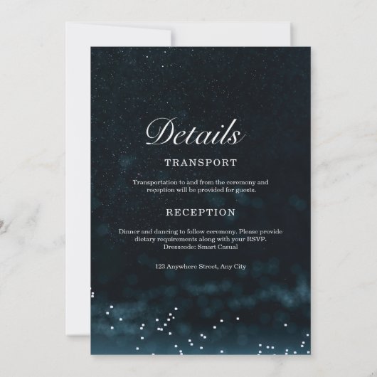 Onder de sterren bruiloft hemelse uitnodiging (Achterkant)